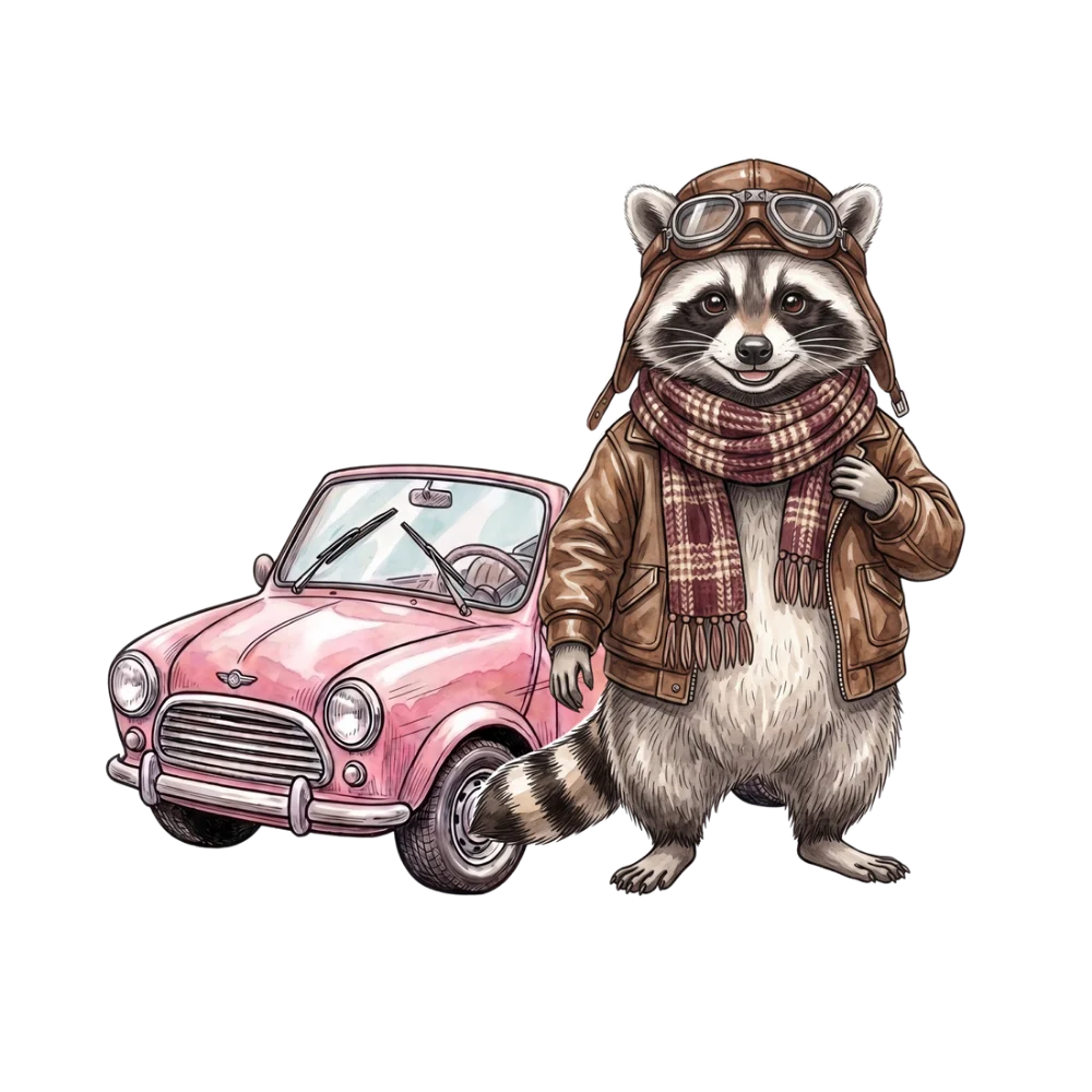 Der reisende Waschbär mit Auto – Scheibenwaschflüssigkeit